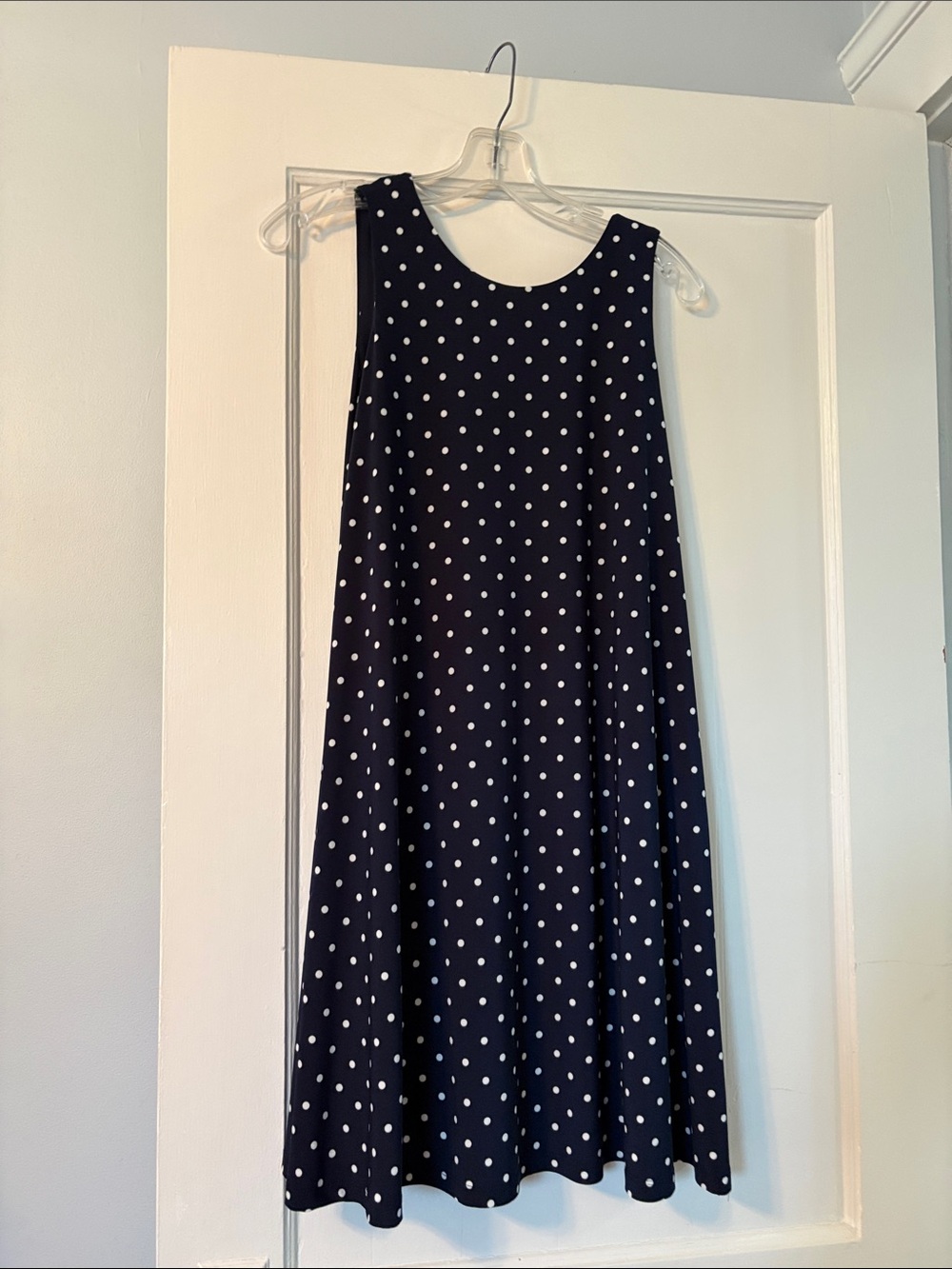 Anne Klein Navy and White Polka Dot Midi Dress